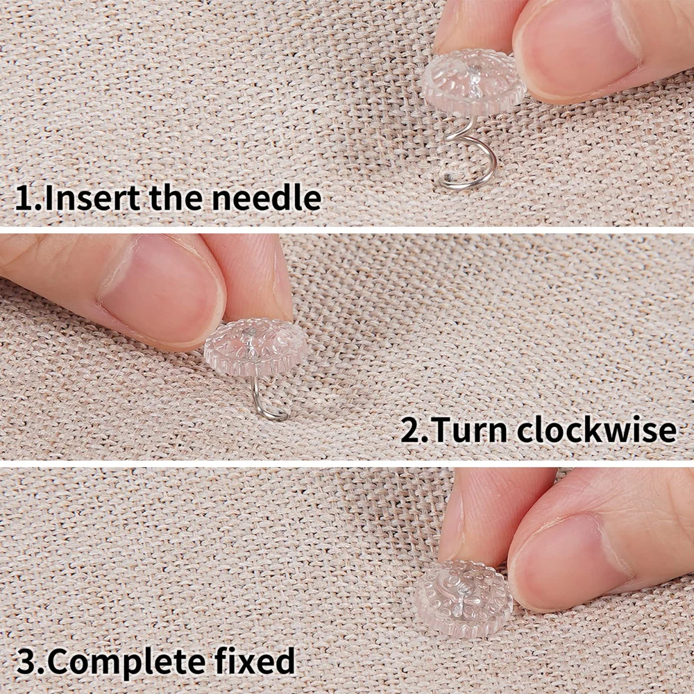 20/40/50Pcs Clear Twist Pins Bedskirt Pins Fixing Spiral Nail Household  Sheet Anti Running Spiral Push Pins Dust Ruffle Pins