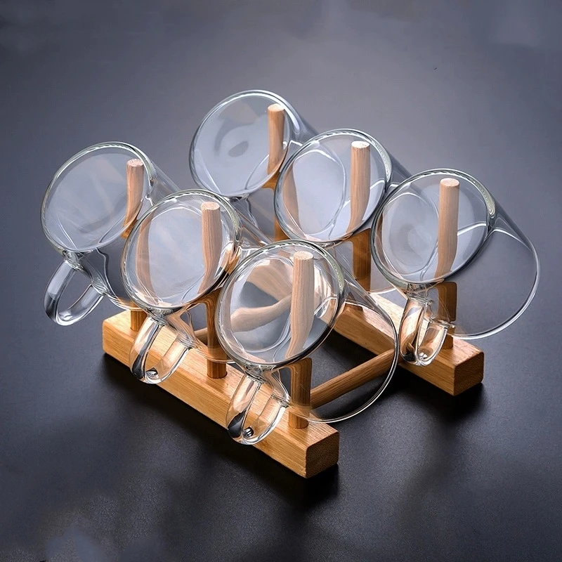 Thicken Glass Tea Cup With Handle Transparent Heat Resistant Glass Tea Cups Chinese Kung Fu Puer Cup Set tea cup