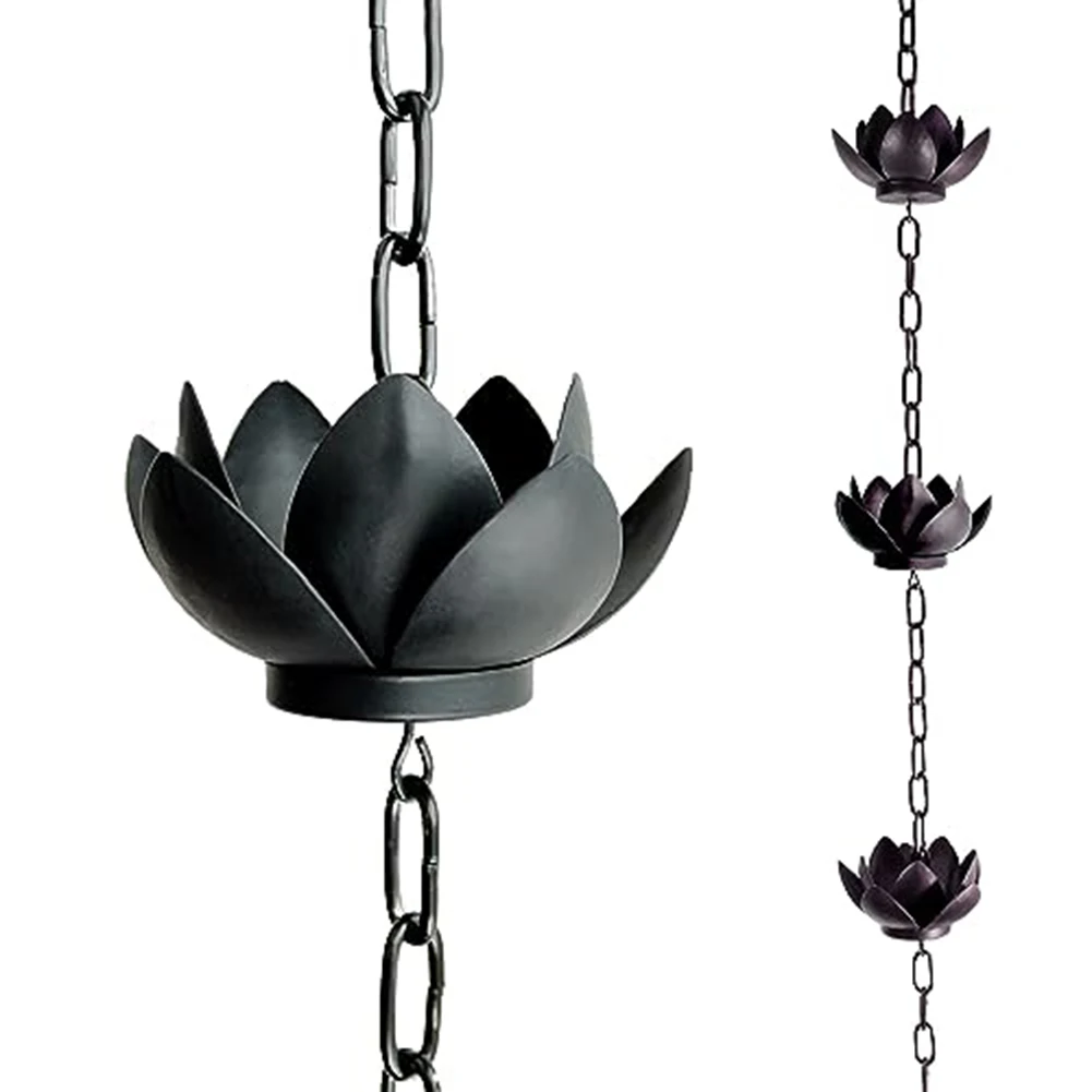1.2 Meters Lotus Rain Chains For Gutters Decorative Rain Water Catcher Chime Functional Decoration Gutter Rainwater Diverter ﻿