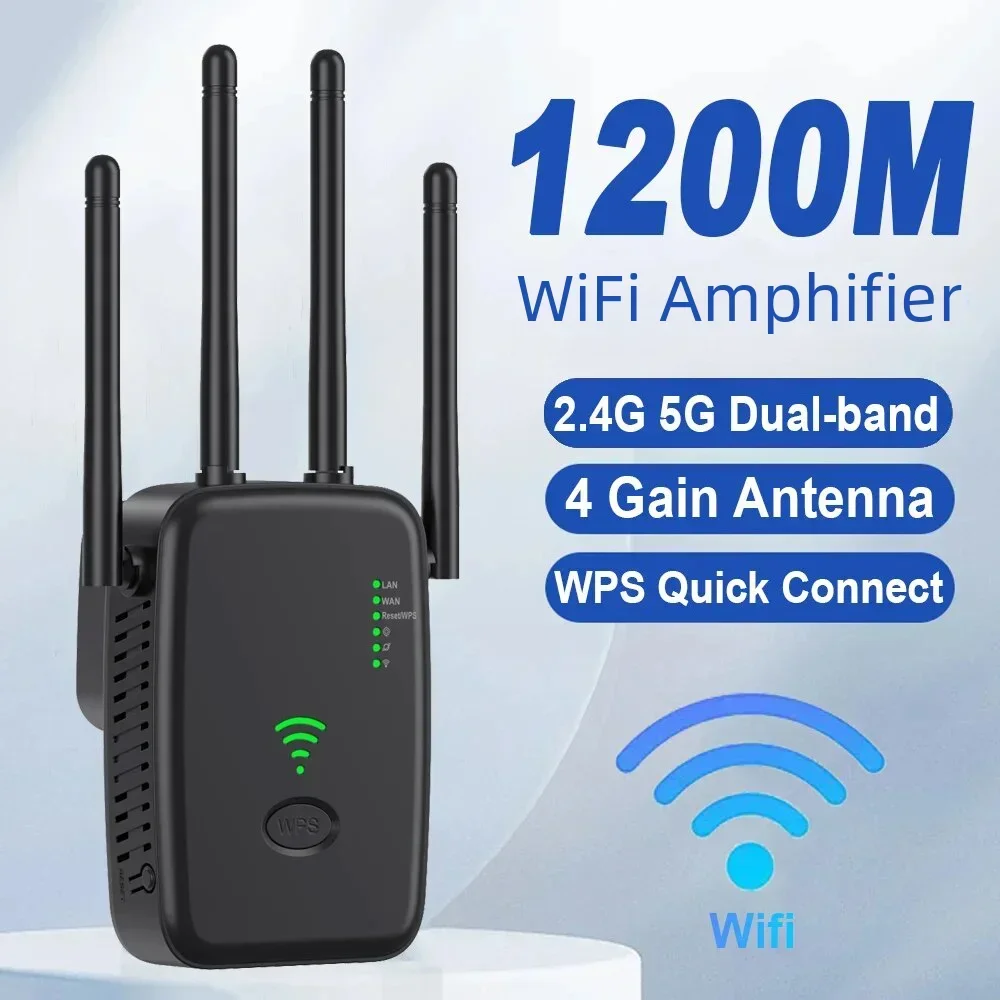 1200Mbps Wireless Router Ripetitore Wifi 2.4G 5G Wifi Amplificatore Di Segnale Extender Router Wifi Booster Per L'Home Office