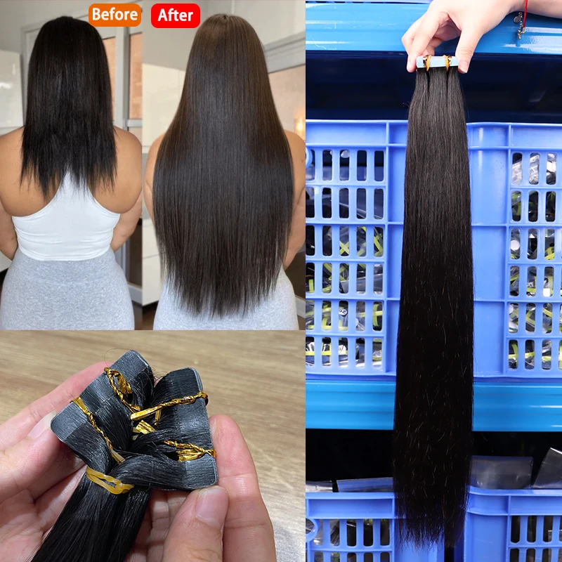 Invisible Tape in Hair Extensions Human Hair Straight 100g/1pc
