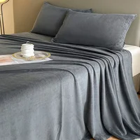 2024 New High Gram Heavy Milk Velvet Solid Color Single Product Bed Sheet Thickened Warm Mattress Cover Skin Friendly Bedding 2