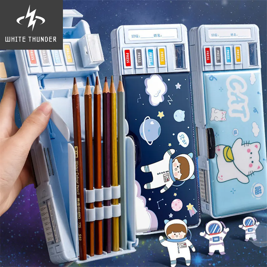 

Cartoon Penchil Cases Kawaii School Supplies Pencil Cases For Girls Large Capacity Multifunction Magnetic Flip Cover Pen Box Set