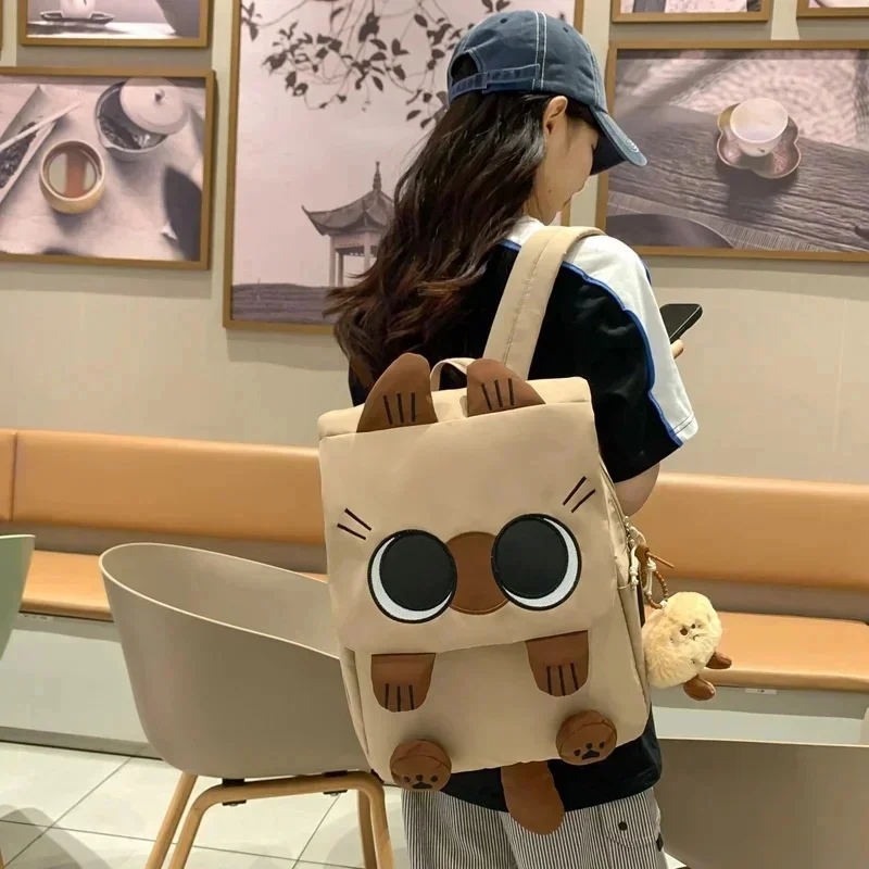 Ins Style Backpack Student Cat School Bags Casual Basic Japanese Cartoon Large Capacity Backpacks For A&B One Shoulder Bag For C 5