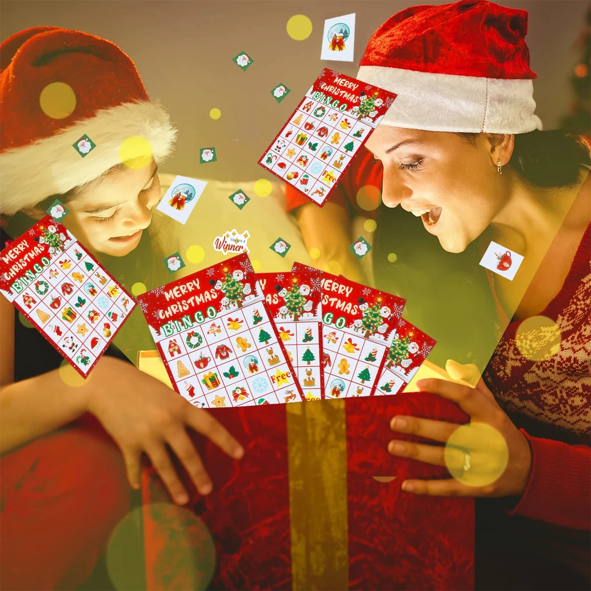Weihnachts Bingo Spiel - 24 Spieler Set Für Familienfeiern