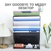 Desktop file Organizer Wall mounted file organizer, mail paper folder holder with bottom tray, suitable for office home cubicle 2