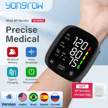 LED Wrist Blood Pressure Monitor Rechargeable English/Russian Voice Broadcast Sphygmomanometer 1