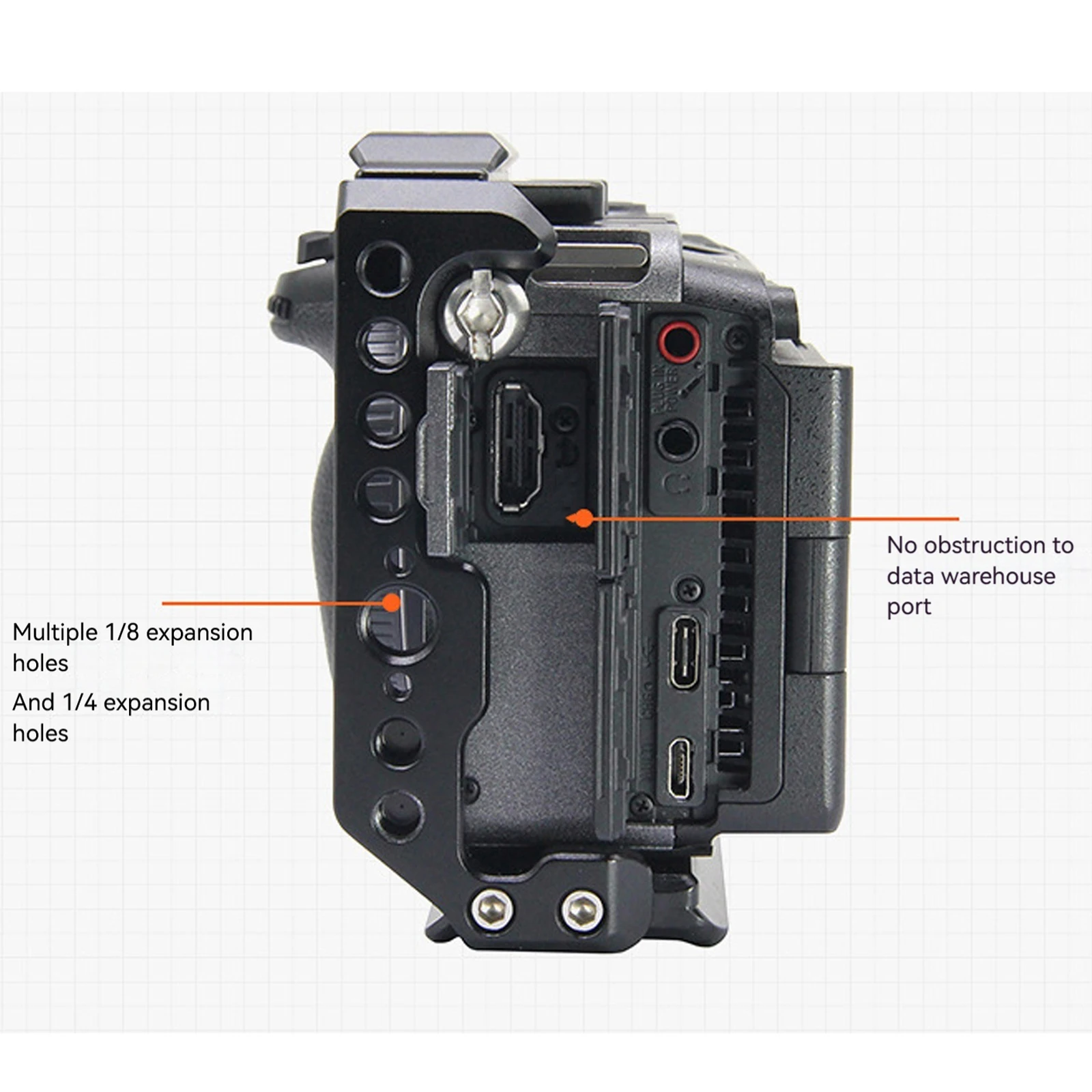 FX30/FX3 카메라용 확장 포트가 있는 알루미늄 합금 케이지, DJI RS 짐벌용, 영화 제작 및 브이로그 촬영에 적합