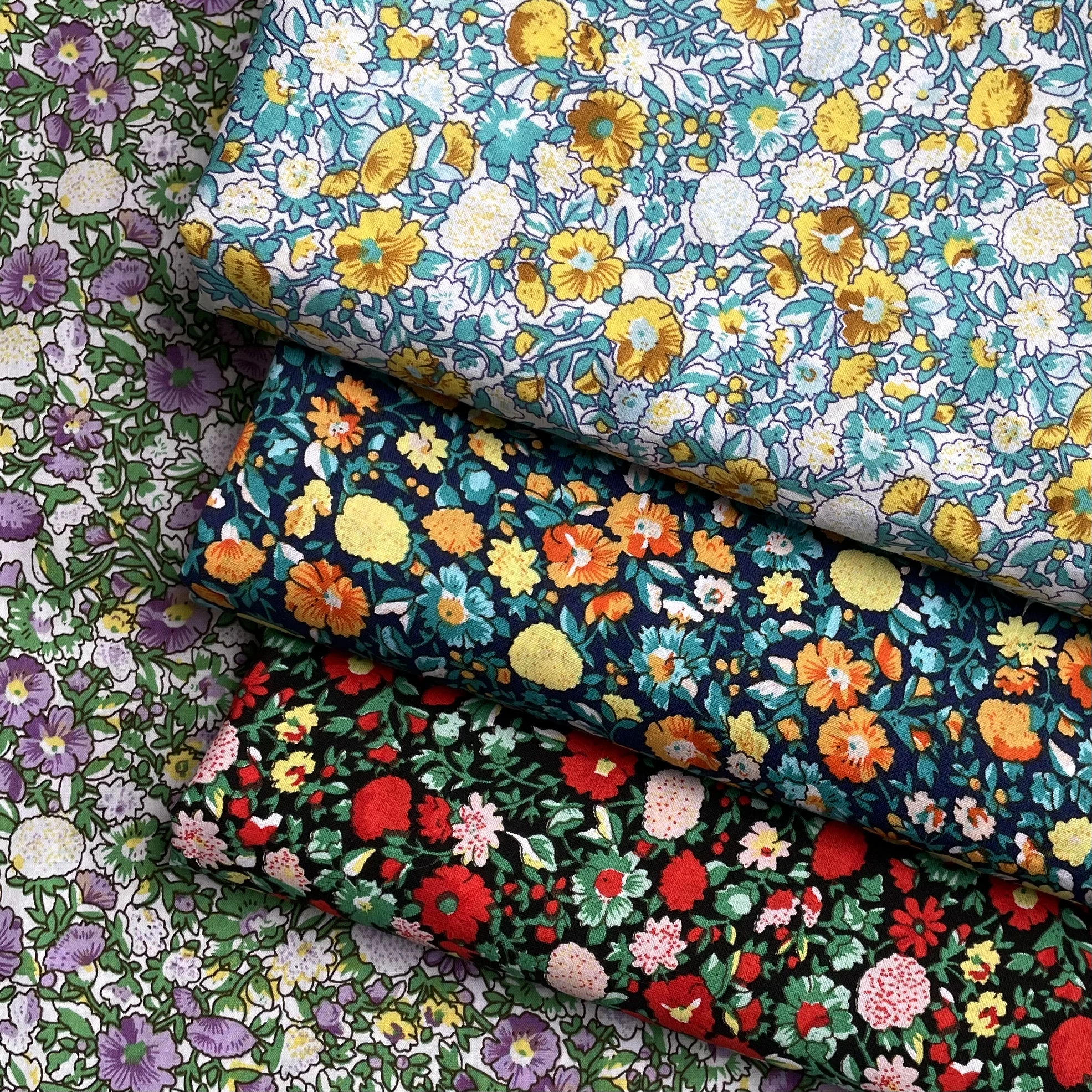 Colorful Floral Plants 100%Cotton Poplin 40S Fabric For Kids Baby Sewing Cloth Dresses Skirt DIY