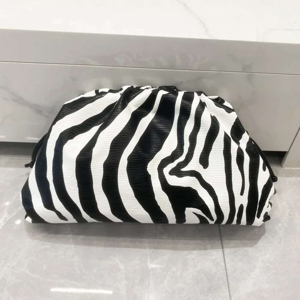 

Luxury Designer Zebra Soft Cloud Bag Women's Handbag New In Dumpling Bag Lady Purse Large Capacity Crossbody Bag