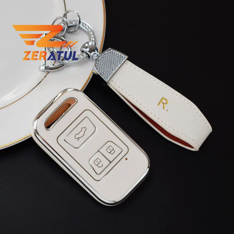 소프트 TPU 자동차 키 커버 케이스, 스마트 키리스 원격 고리 케이스, Chery Tiggo 3 5X 4 8 Glx 7 2019 2020 키체인 홀더 보호대