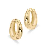 Eavva 14K Gold Plated Small Chunky Hoops Earrings for Women Classic Thick Lightweight Gold Earrings With Sterling Silver Post 2