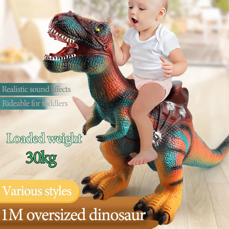 

100cm Oversized Simulation Soft Rubber Dinosaur Toys Children Riding Tyrannosaurus Model With Sound Christmas Surprise Gift