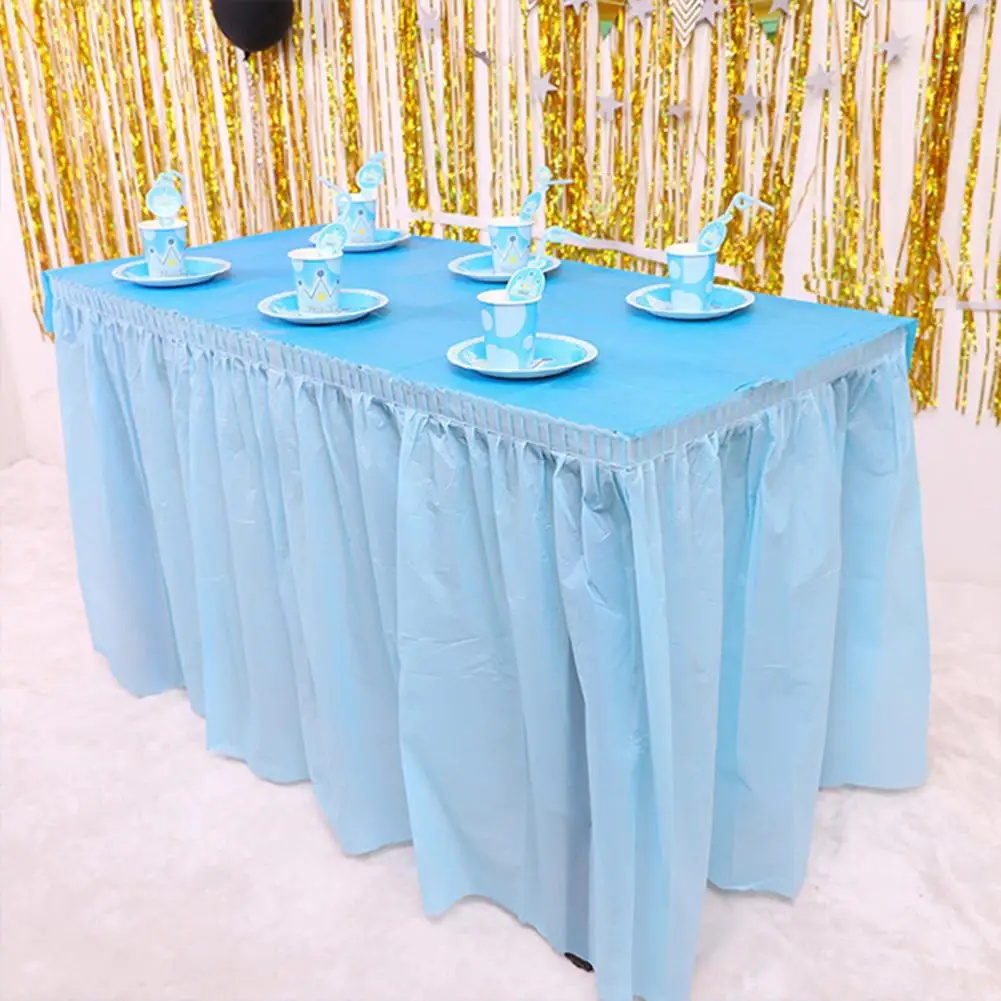 Waterproof Desk Dress Cover Ruffle Dining Table Skirt Wedding Party Banquet Table Decor Tableskirt Desk Cover Party Supplies