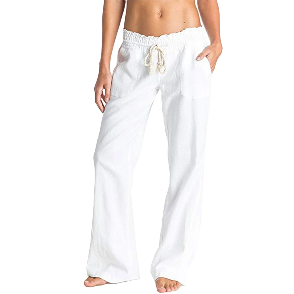 Pantalones De Lino Para Mujer, Ajuste Holgado, Ligeros