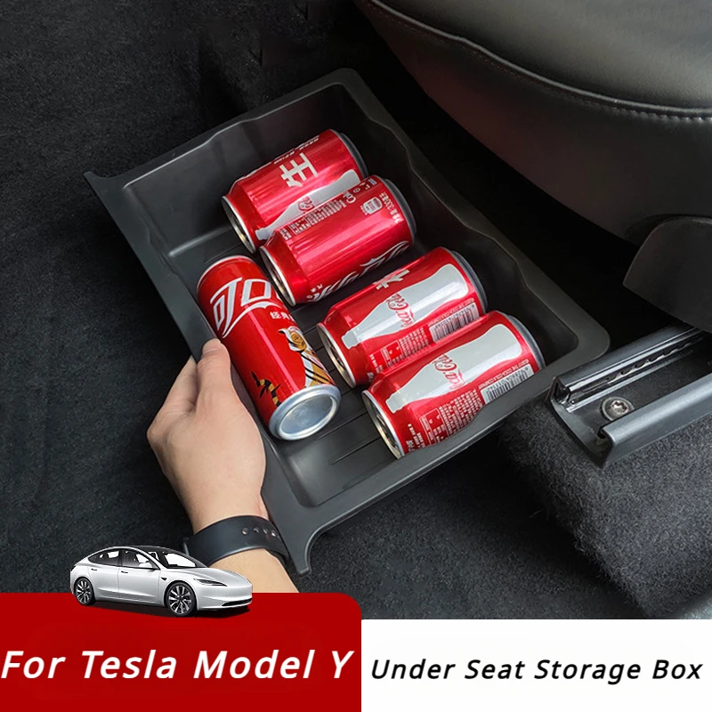 

TPE Under Seat Storage Box for Tesla Model Y Car Seat Organizer Vehicle Underseat Drawer Holder Bins Backseat Bag Trash Tray