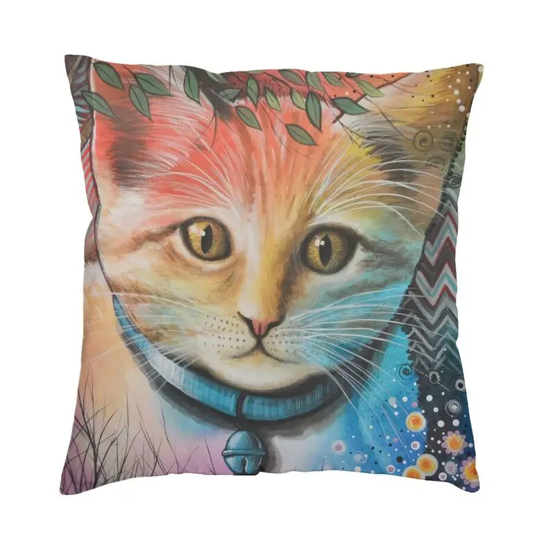 

Modern Cat Art Portrait Paint Throw Pillow Case Home Decor Abstract Kitten Cushion Cover 45x45cm Pillowcover for Living Room