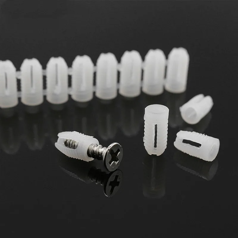 25pc/lot M4 Self-tapping Screws Expansion Bolt Nylon Plug Column Plastic Screw Anchor for Door Hinge Hole Decoration Fasteners