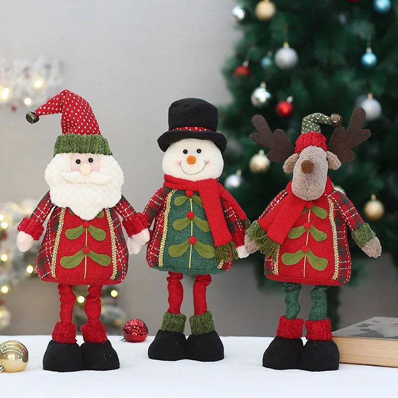 

Christmas fabric retractable Old Man snowman elk figurine doll Christmas holiday decorations decoration for free children's gift