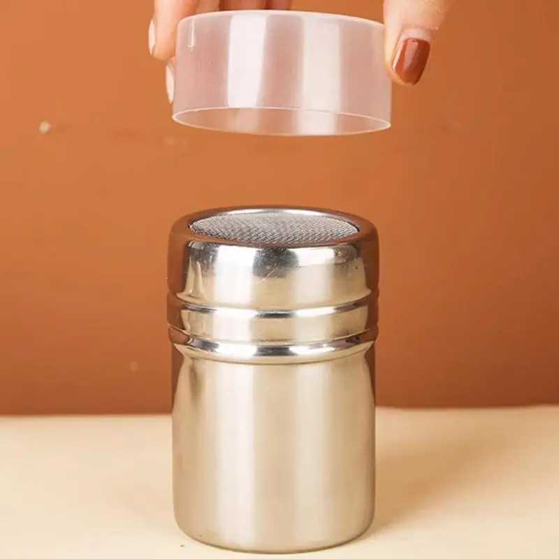 1pcs Powder Sugar Shaker Duster Dredges Stainless Steel Powder Sugar Shaker Cans Jars For Salt Spices And Cocoa