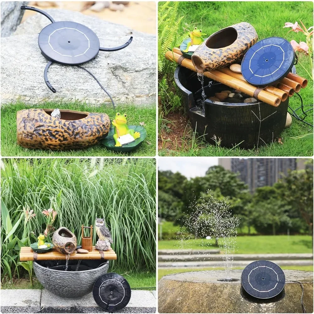 3.5W/2.8W Outdoor Solar Fountain Circular Split Design Fountain Multiple DIY Nozzles Kit Solar Bird Bath Pump