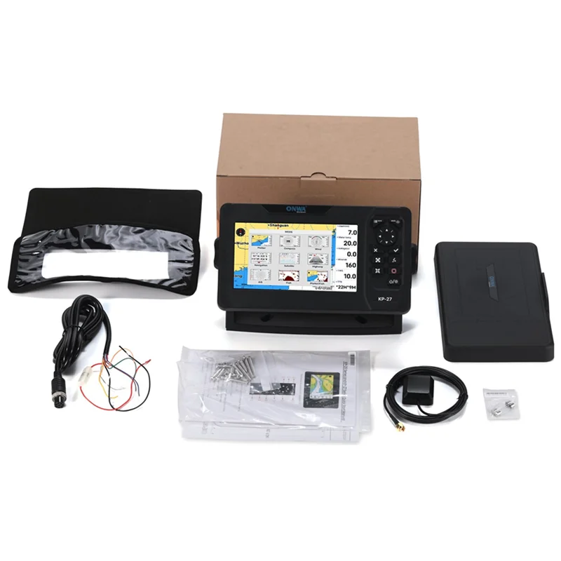 ONWA KP-27A 7-inch LCD GPS Chart Plotter GPS Antenna Built-in Class B+ AIS Transponder Combo Marine Navigator