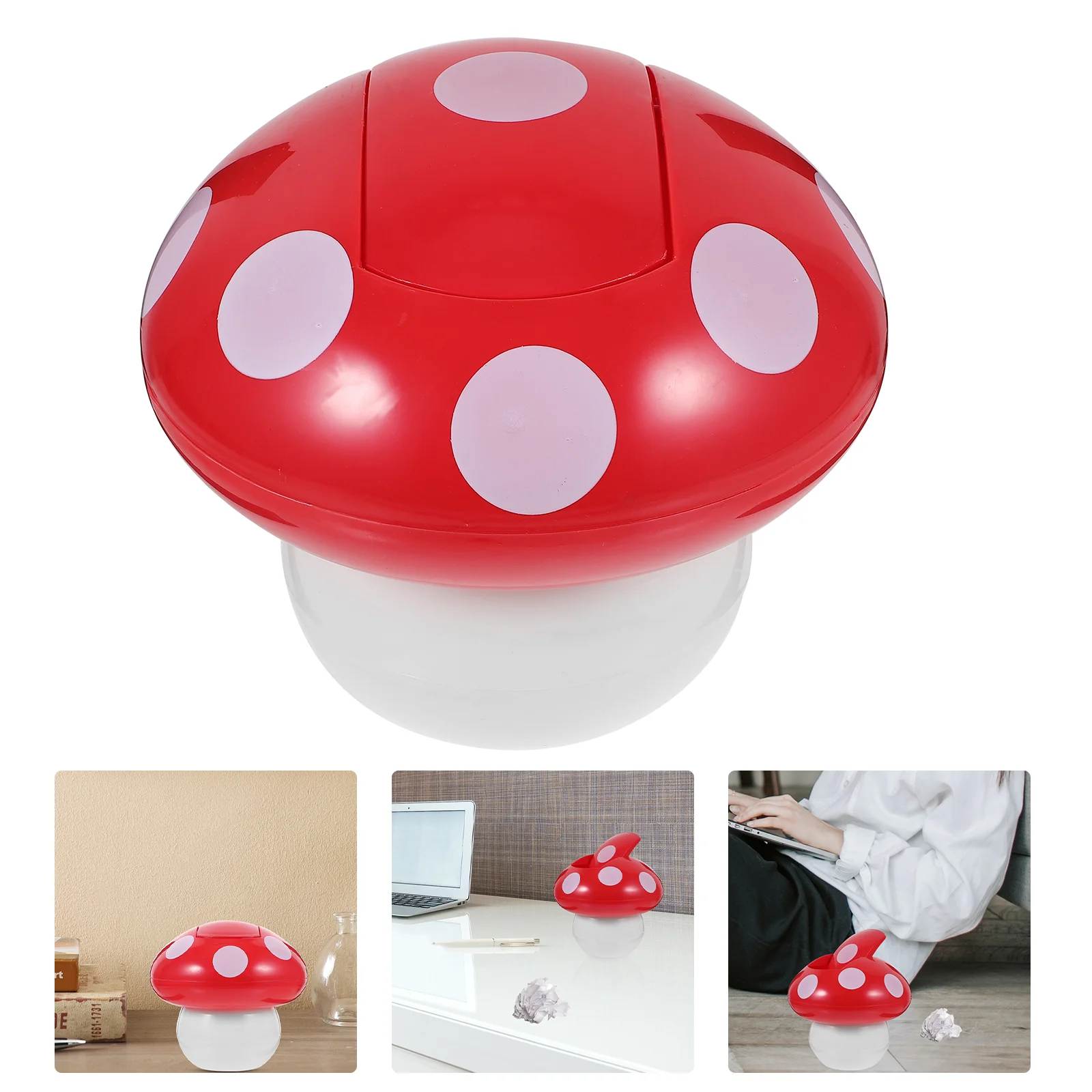 

Mushroom Mini Decorative Trash Bin Small Garbage Can Organizer Desktop Rubbish Bin Wastebasket for Office Home Office Accessory
