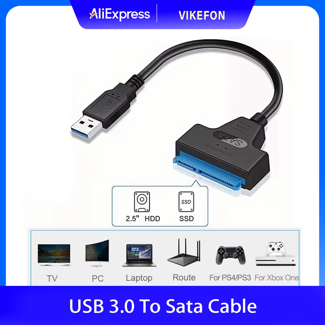 Cable SATA a USB 3,0/2,0 de hasta 6 Gbps para disco duro externo HDD SSD de 2,5 pulgadas, adaptador SATA 3 de 22 pines, Cable USB 3,0 a Sata III