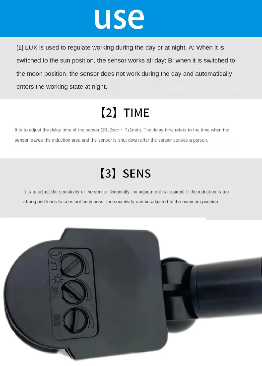 110-220V, DC 12-24V, Sensor de Movimento, Temporizador,