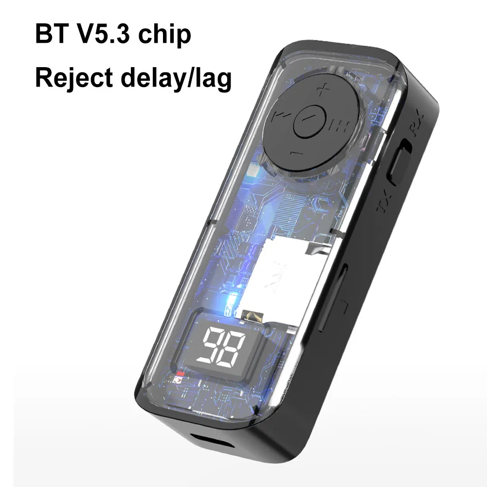 BT 5.3 잭 오디오 리시버, 3.5mm AUX 어댑터, LED 배터리 디스플레이, 홈 스테레오, 유선 헤드폰, 스피커용
