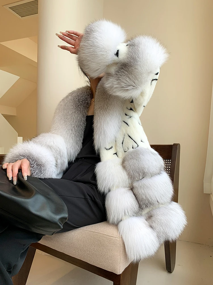 Fangtai 2023 New Winter Warm Luxury Natural Real Mink Fur Coat Women Free Shipping Special Promotion Fashion Fur Jacket