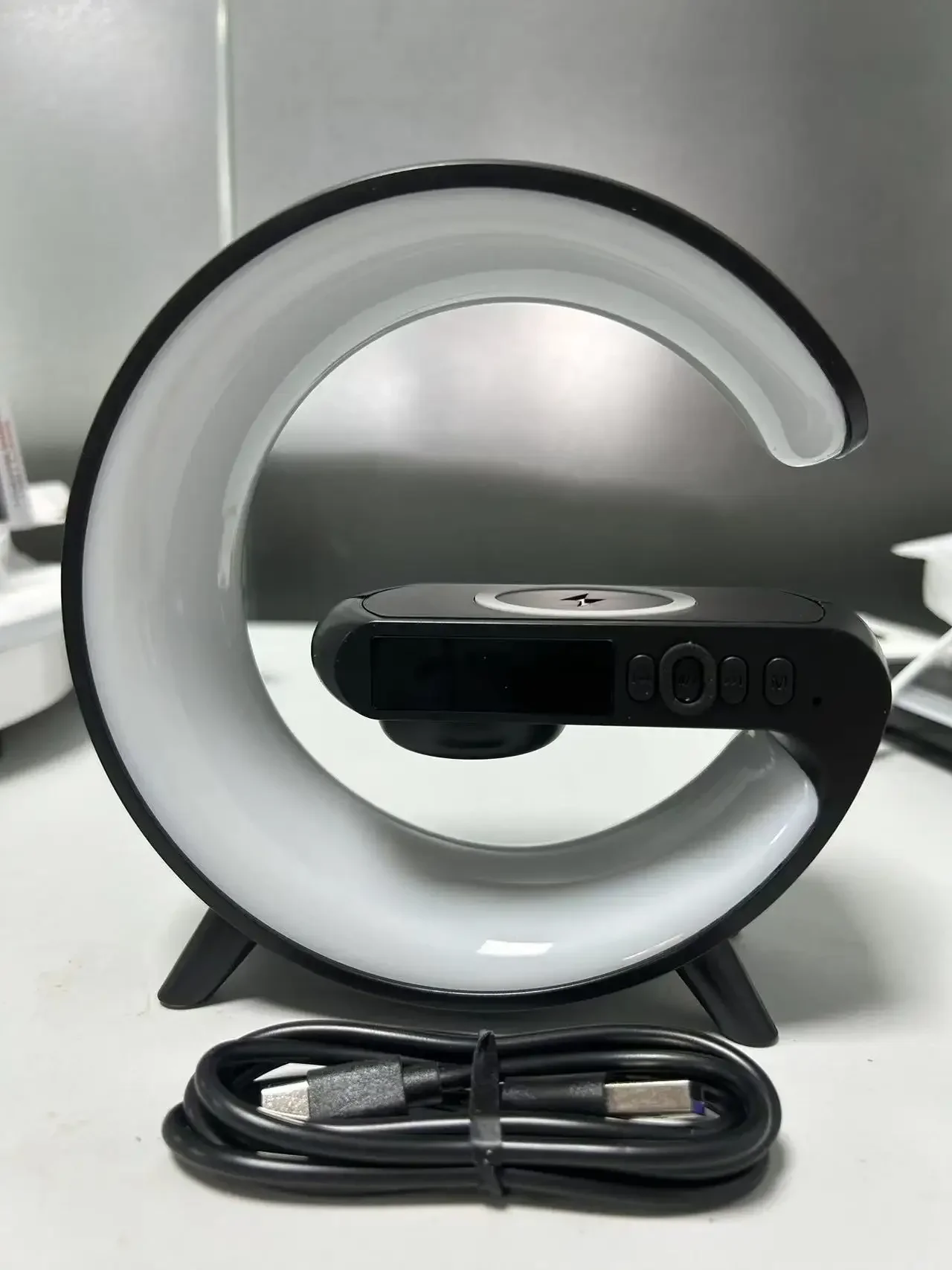 شاحن لاسلكي حامل الوسادة بلوتوث 5.0 المتكلم RGB ضو...