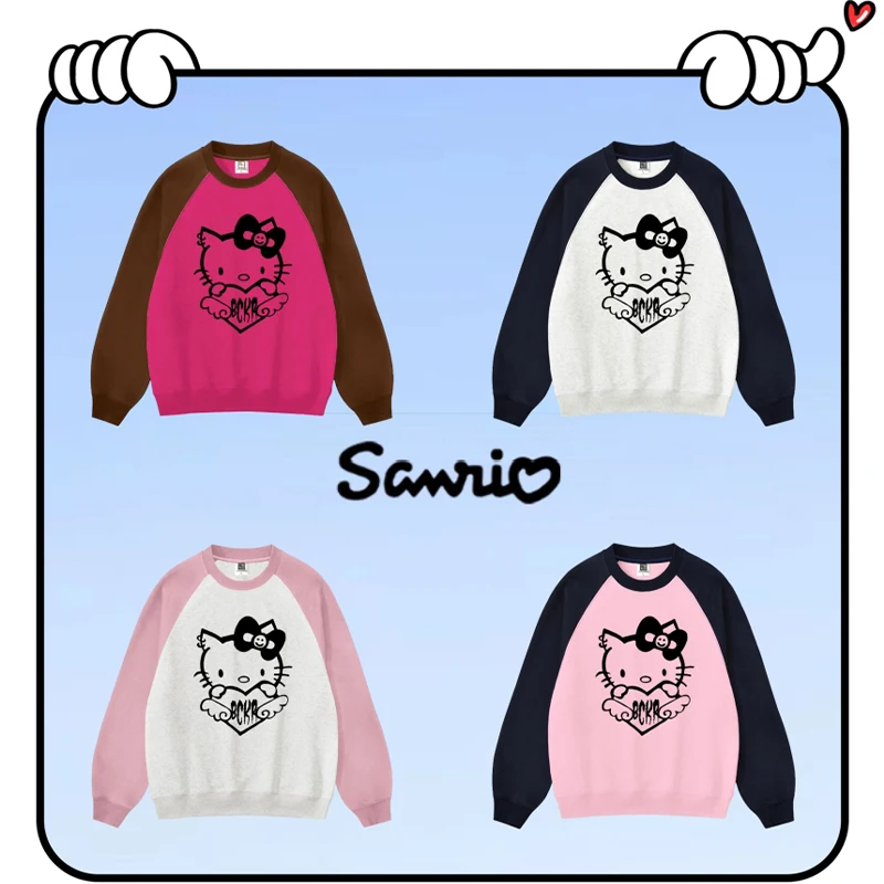 

Cartoon Animation Autumn New Sanrio Hellokitty Casual Warm Round Neck Sweater Kawaii's Loose Fitted Sweatshirt Girl's Gift