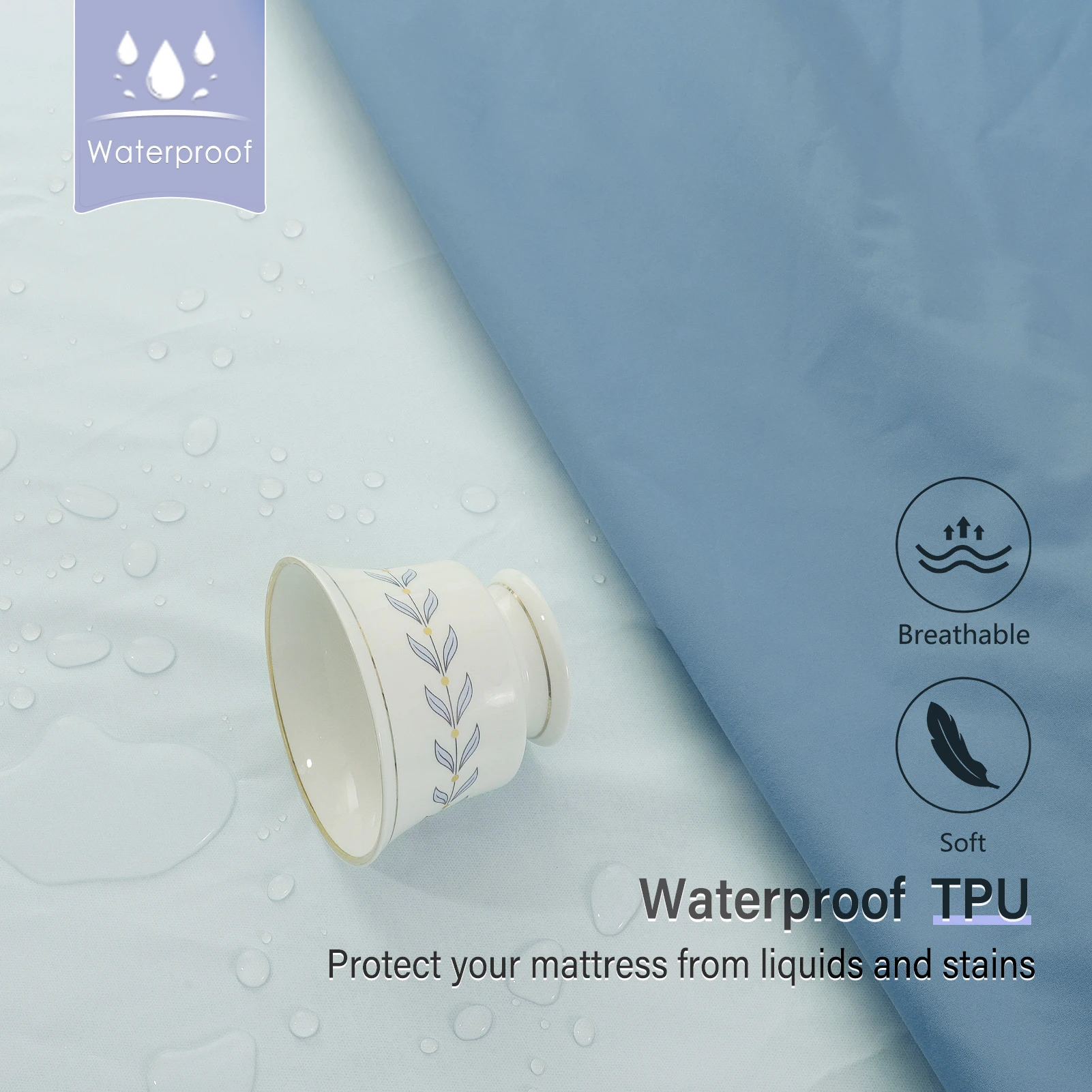 Mattress Protector Waterproof 30CM Deep Pocket Mattress Cover Washable Fitted Sheet Style Elastic Rubber Band mattress cover