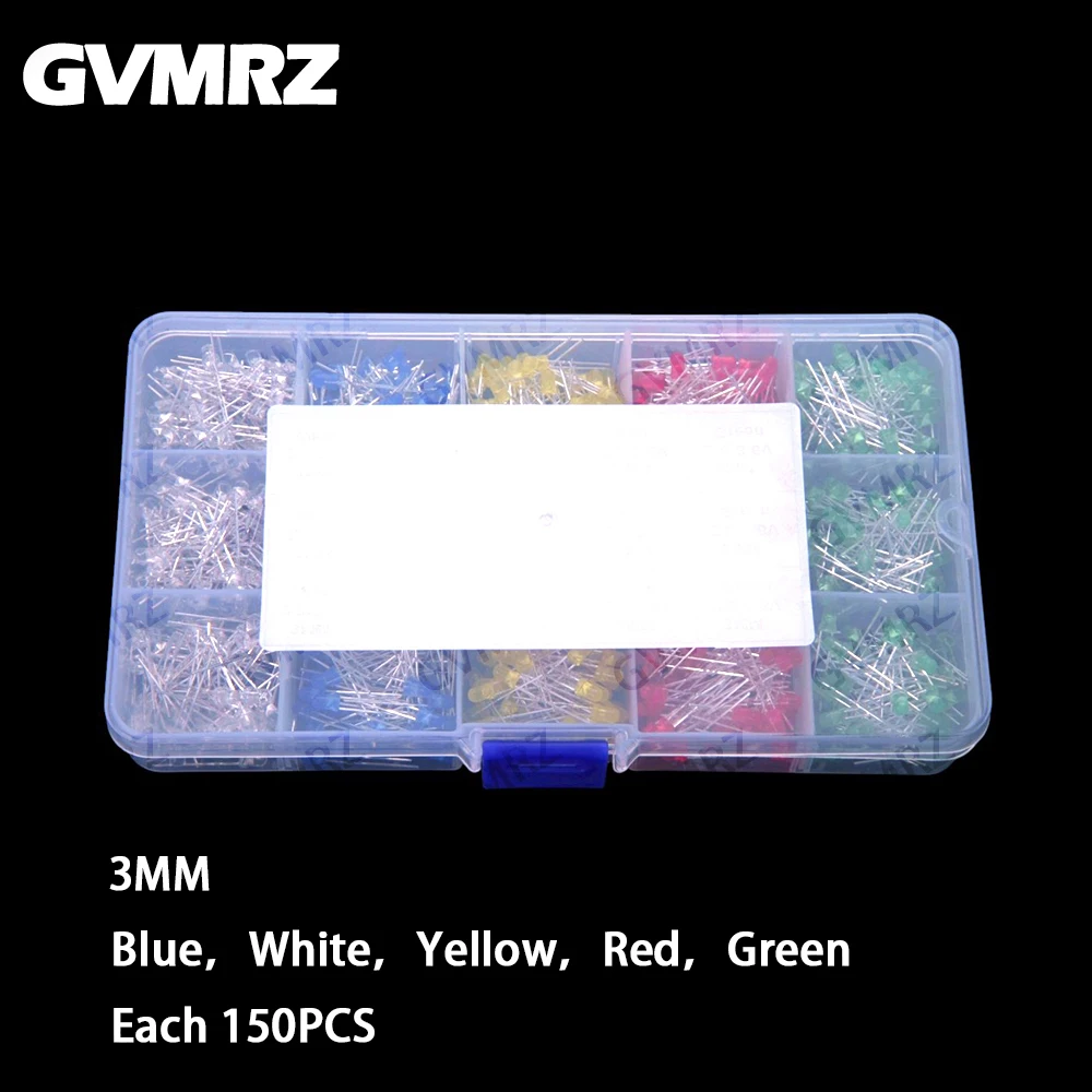 3mm / 5mm LED 레드 옐로우 화이트 그린 블루 오렌지 웜 화이트 핑크 퍼플 모듬 키트