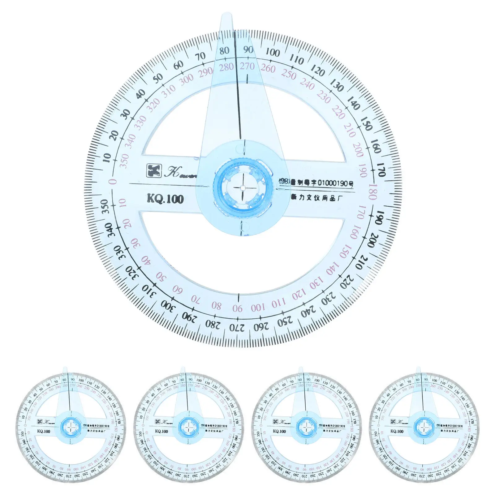 5Pcs 360도 각도기 교실용 플라스틱 원형 기하학 자, 사무실 제도 도구, 정밀..