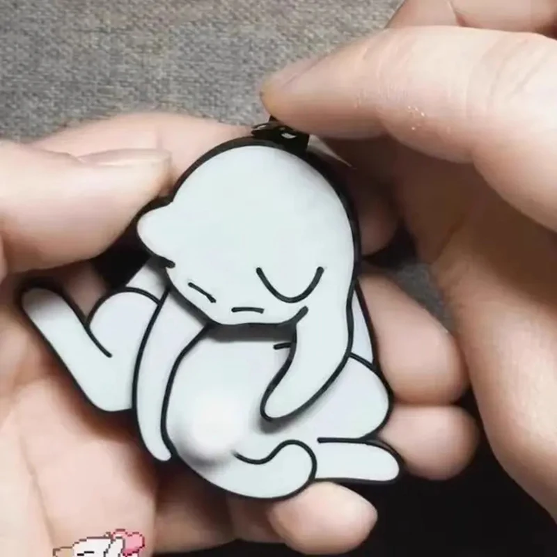 Creative Pull Play Egg Cat Keychain Pendant Cute and Funny Rotatable Acrylic Hanging Ornaments Bag Pendant for Gifts 2025 HOT 4