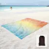 Sand Proof Beach Blanket Sand Proof Mat with Corner Pockets and Mesh Bag for Beach Party,Travel,Camping,Blue and Pink Mandala 6