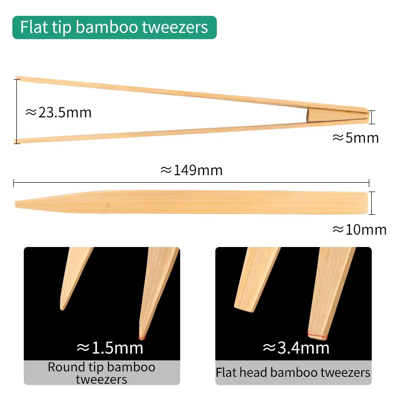 10pcs Bamboo Tea Clip Kitchen Salad Food Toast Tong Tweezer Bacon Sugar Ice Tea Multipurpose For Phone Electronic Repair