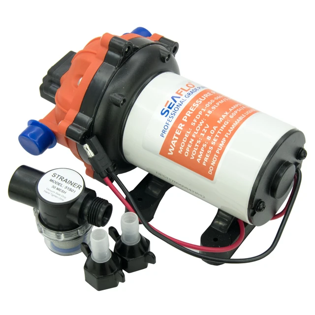 VEVOR Abwaschpumpe, 12 V DC, 7 GPM 60 PSI, max. 3 m Hebebühne selbstansaugende  Wasserpumpe, mit EPDM-Ventil, Universal-Salzwassersieb & Innengewinde, für  Wohnmobil, Marine Deck, Yacht