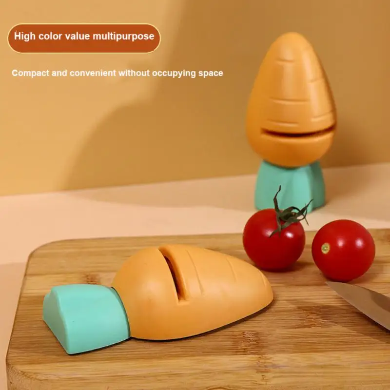 Mini Grindstone Anti-skid Base Mini Shape 1~4PCS Kitchen Gadgets Household Knife Sharpeners Carrot Leaf Shaped Handle Abs