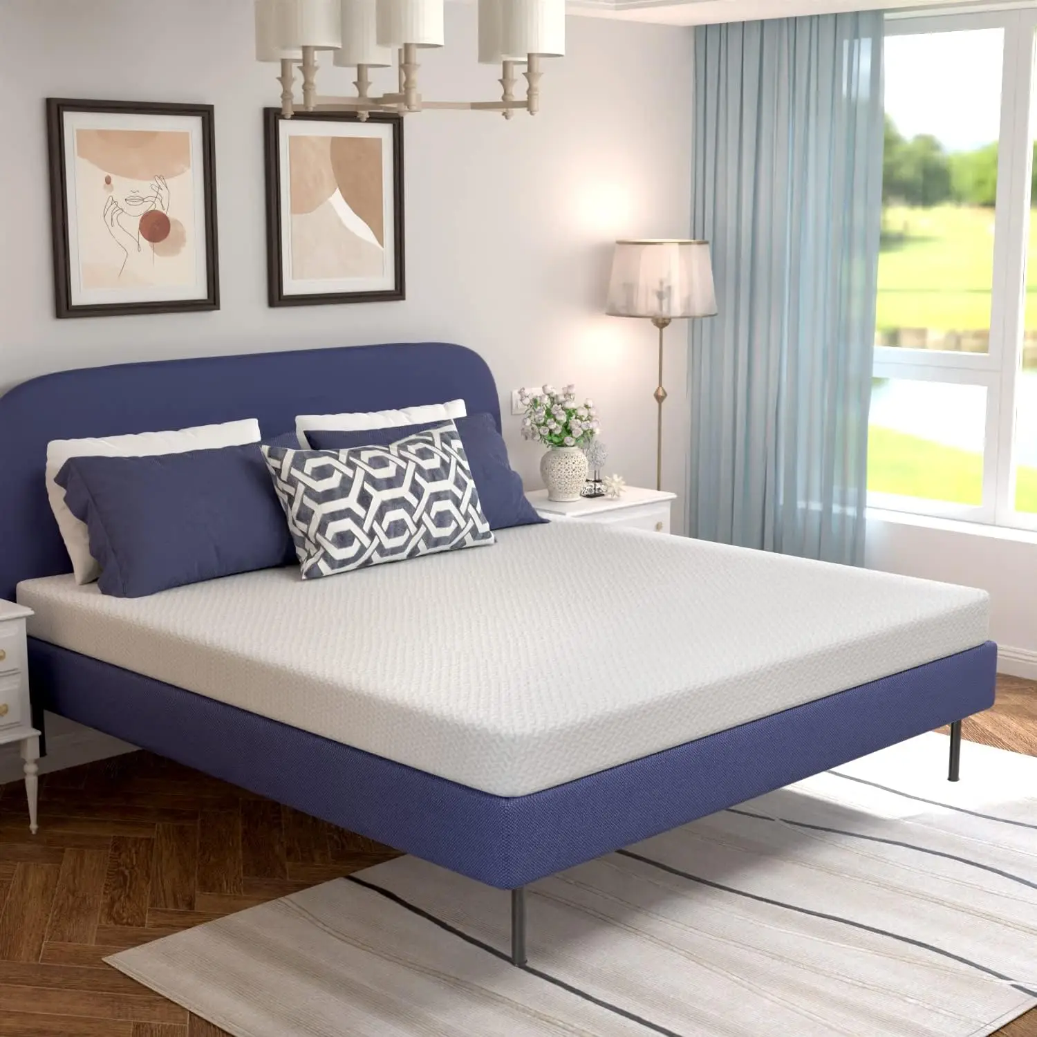 King Size Mattress Fiberglass Free 6 Inch Green Tea Cooling ,Medium-Firm,Pressure ,CertiPUR-US Certified,White 3