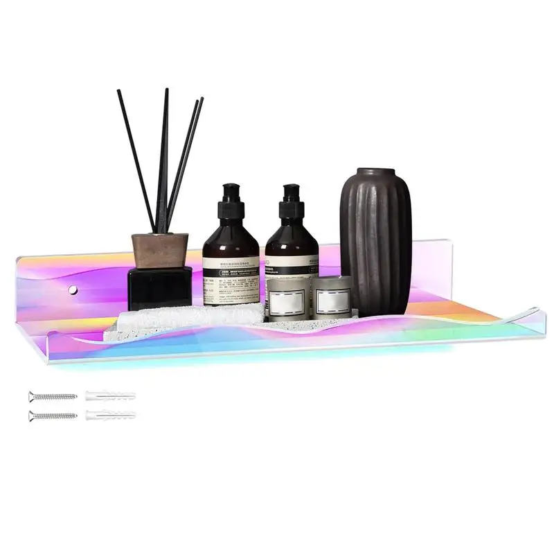 

Floating Shelve Acrylic Floating Shelf Storage Organizer Colorful Iridescent Wall Mount Floating Shelve For Wall Bathroom Supply