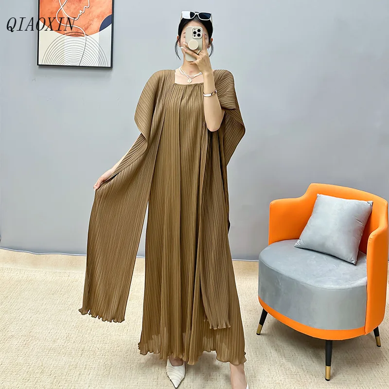 

Miyake Dress Women's 2024 Spring New High end Elegant temperament Age reducing Wrinkle Loose Slim Shawl Long Dress