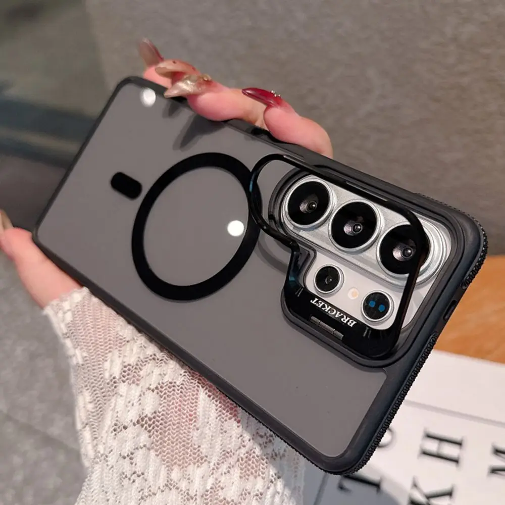 Enhanced Magnetic Protective Metal Lens Stand Case with Acrylic Bumper Cover