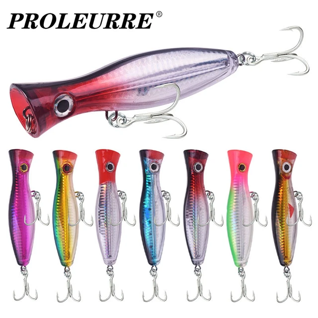 1 Pcs Big Popper Sea Fishing Lure 12cm 42g Top water Wobbler Laser