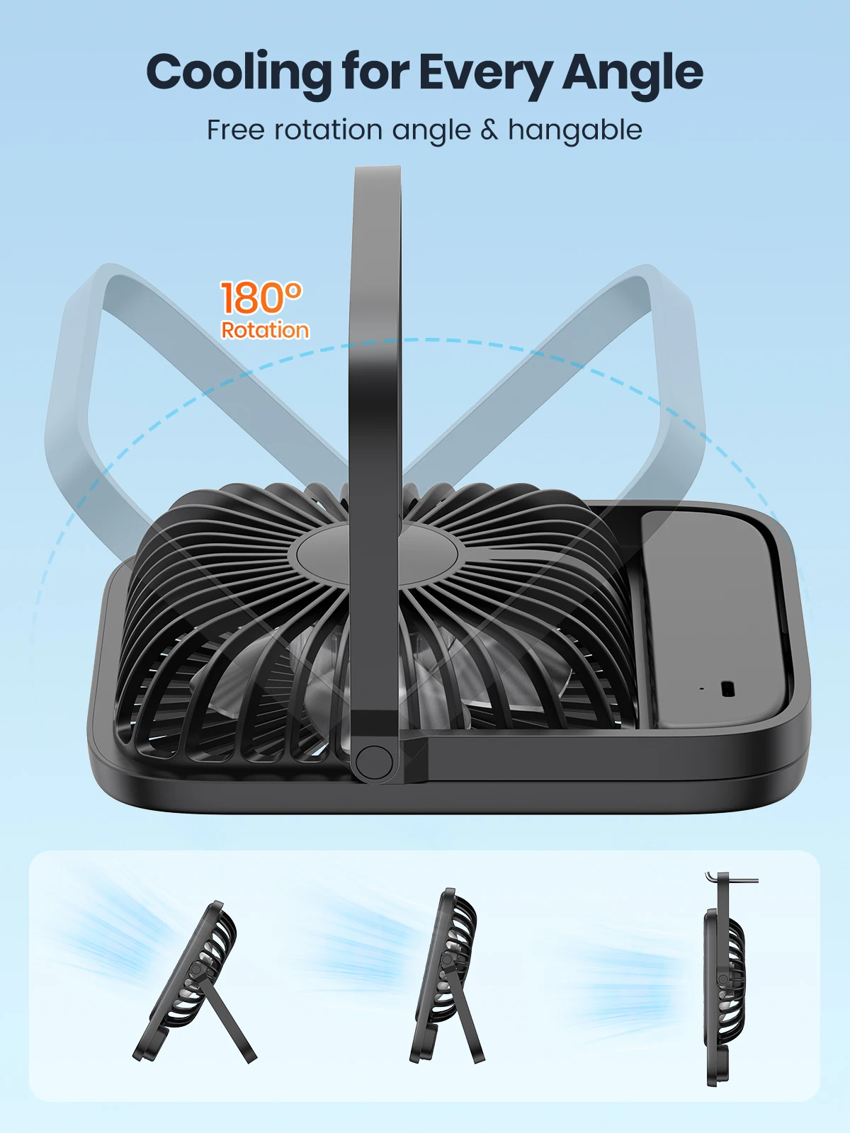 Mini Fan USB Desk Fan Portable Rechargeable 3 Speed Small Desktop Cooling Fan 18