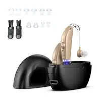 Hearing aid, rechargeable for seniors, noise reduction, 5-level volume adjustment, clear sound, with charging case 1