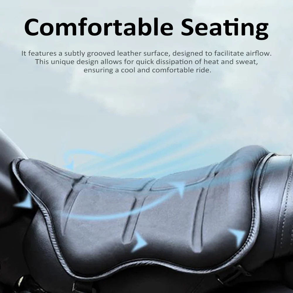 Motorcycle Gel Seat Cushion for Comfortable Travel High Elasticity Non-Slip Leather Seat Pad for Long Rides
