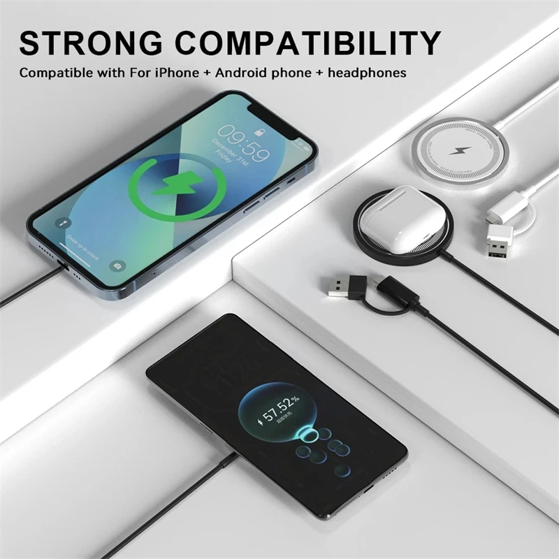 Magnetic Wireless Charger Pad USB Macsafe for iPhone 15 14 13 12 Pro Max Mini Fast Wireless Charging Dock Station Chargers magnetic wireless charger